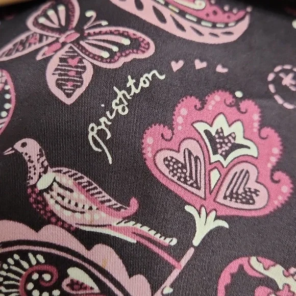 Brighton Pebbled Leather Crocodile Embossed Shoulder Handbag Purse Brown Camel - Picture 15 of 17